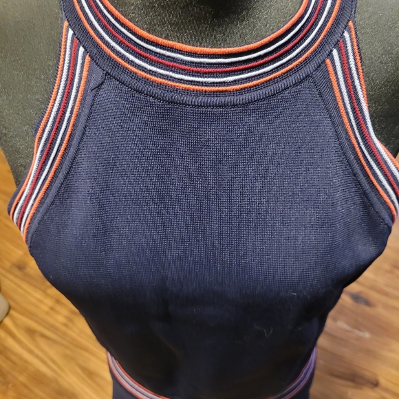 Vince Camuto Navy Midi Dress with Red Trim - Picture 2 of 7